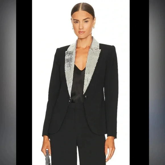L’Agence Clementine Sequin Lapel Blazer 0 - Picture 1 of 5